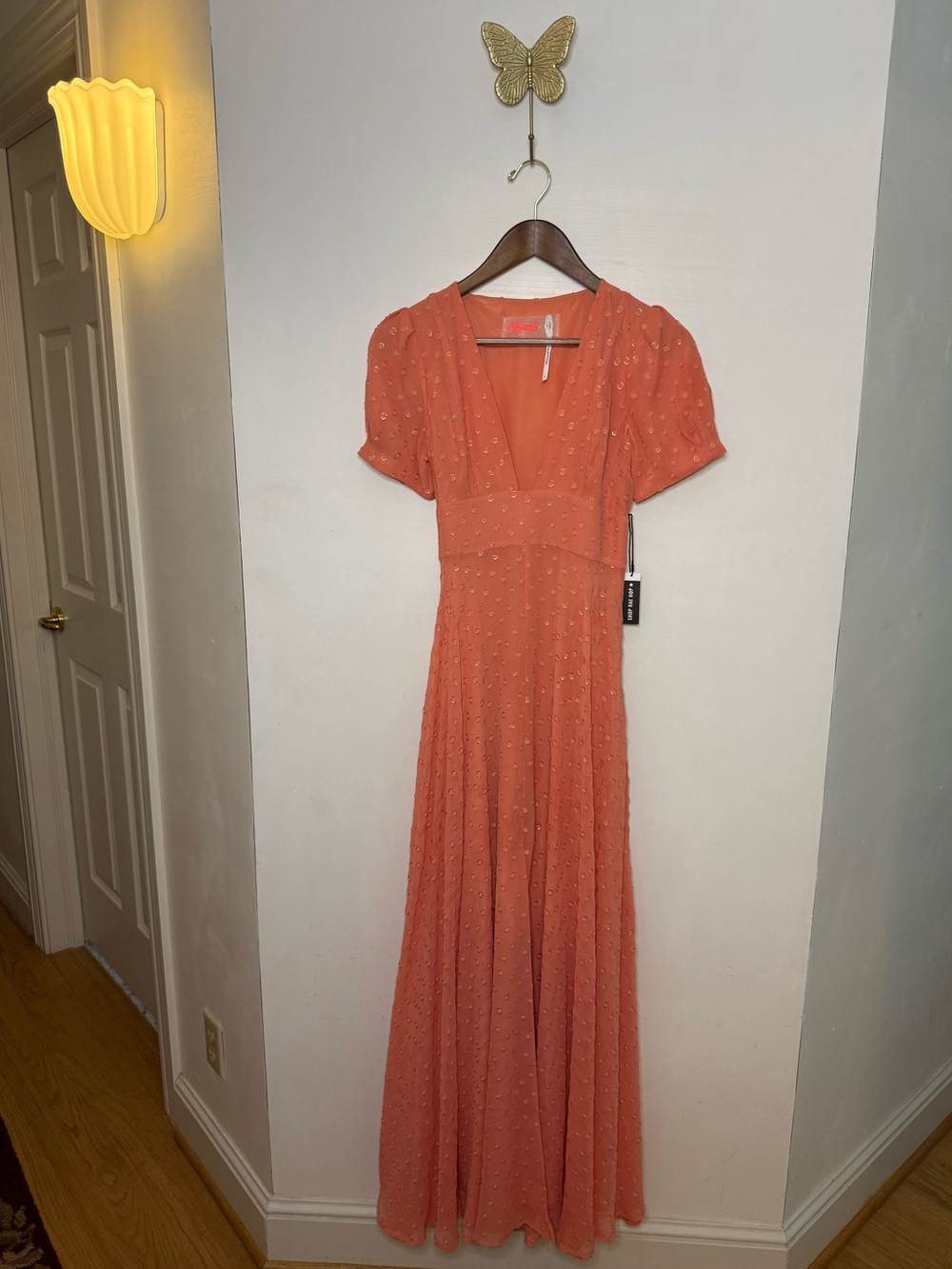 Free People Coral Eyelet Maxi Dress